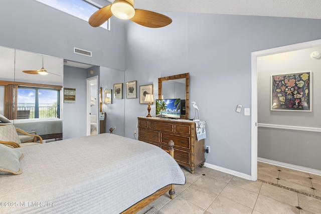 890 A1A Beach Blvd Unit 39, Saint Augustine, FL 32080 - bedroom featuring tile patterned flooring and high vaulted ceiling