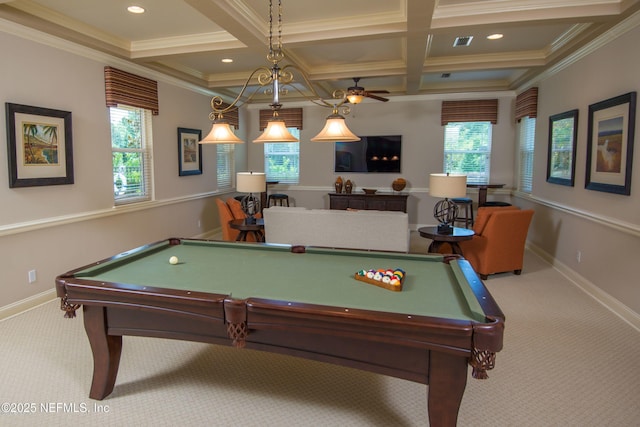 71 Utina Way, Saint Augustine, FL 32084 - playroom with coffered ceiling, a healthy amount of sunlight, carpet floors, and visible vents