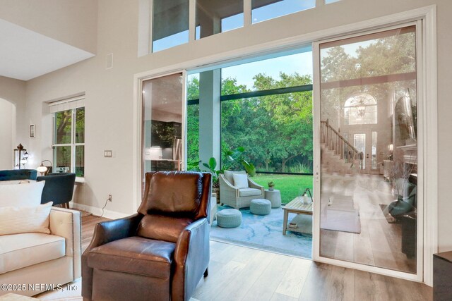 105 Calle Norte, Saint Augustine, FL 32095 - entryway featuring wood finished floors and a towering ceiling