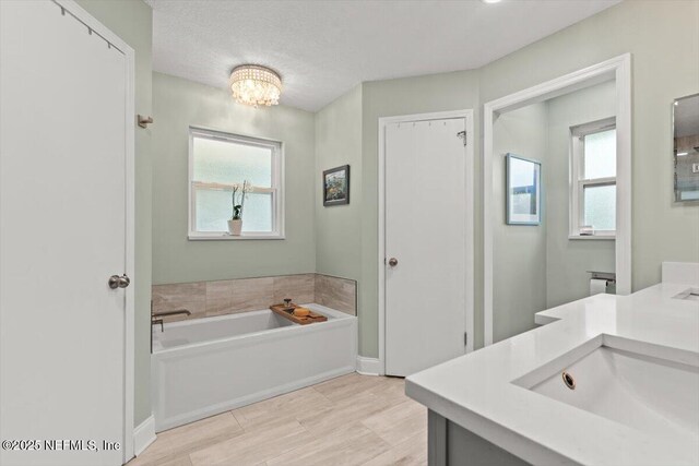 2632 Loopridge Dr, Orange Park, FL 32065 - bathroom featuring vanity, a garden tub, baseboards, and a chandelier