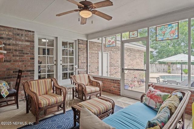 2632 Loopridge Dr, Orange Park, FL 32065 - sunroom / solarium featuring ceiling fan and outdoor lounge area