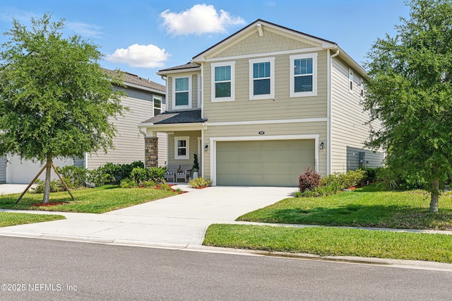 437 Narrowleaf Dr, Saint Johns, FL 32259 - view of front facade with a garage, concrete driveway, and a front yard