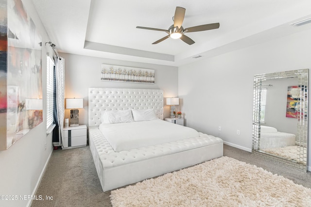 437 Narrowleaf Dr, Saint Johns, FL 32259 - bedroom featuring carpet floors, baseboards, a raised ceiling, and a ceiling fan