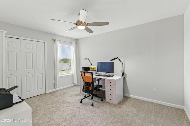 437 Narrowleaf Dr, Saint Johns, FL 32259 - office space featuring light colored carpet, ceiling fan, and baseboards