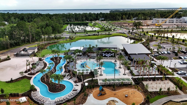 437 Narrowleaf Dr, Saint Johns, FL 32259 - aerial view of a pool and a nearby body of water