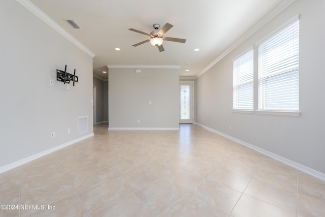 147 Covered Creek Dr, Ponte Vedra, FL 32081 - spare room with ceiling fan, visible vents, and recessed lighting