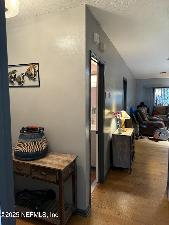 9252 San Jose Blvd Unit 3802, Jacksonville, FL 32257 - corridor with wood finished floors and vaulted ceiling