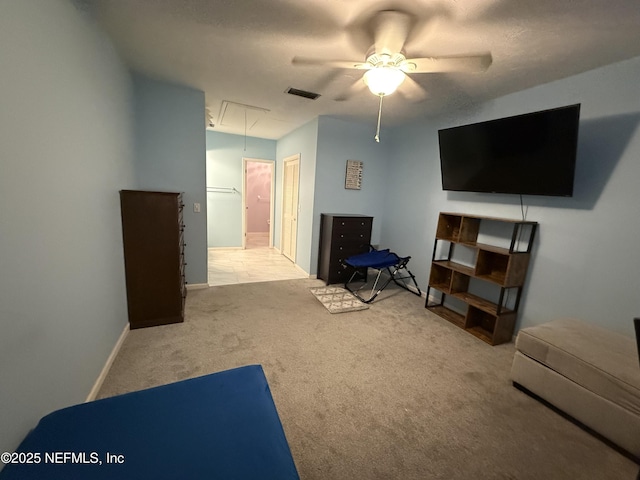 9252 San Jose Blvd Unit 3802, Jacksonville, FL 32257 - living room with attic access, carpet, ceiling fan, and baseboards