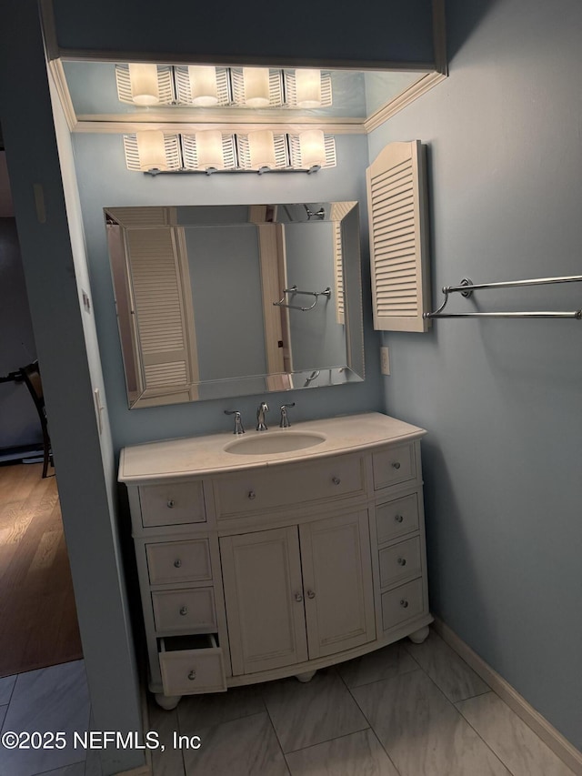 9252 San Jose Blvd Unit 3802, Jacksonville, FL 32257 - bathroom with baseboards, marble look tile flooring, and vanity