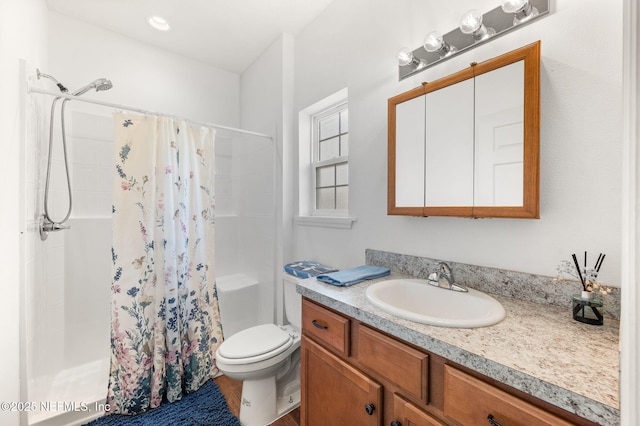 109 N Peachtree St, Hastings, FL 32145 - bathroom with curtained shower, vanity, and toilet