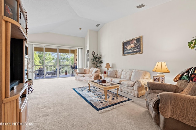 6750 White Blossom Cir Unit 36A, Jacksonville, FL 32258 - carpeted living room with visible vents and lofted ceiling
