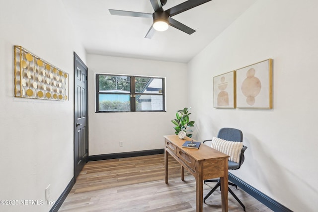 5444 Keystone Dr S, Jacksonville, FL 32207 - office featuring ceiling fan, light wood-type flooring, and baseboards