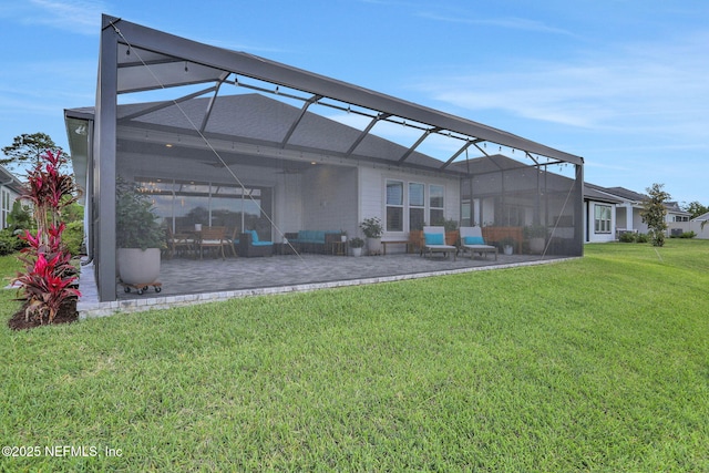 181 Lamego Ln, Saint Augustine, FL 32095 - rear view of property featuring a patio, a lawn, and a lanai