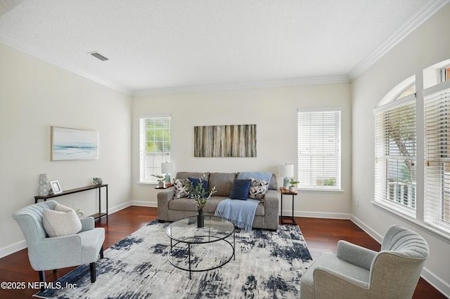 5279 Cattle Crossing Way, Jacksonville, FL 32226 - living area with crown molding, plenty of natural light, and wood finished floors