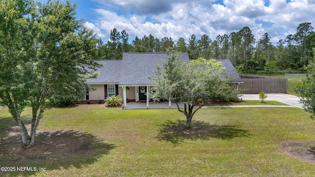 4384 Hickory St, Macclenny, FL 32063 - view of front of house featuring a shingled roof, a front yard, and a porch