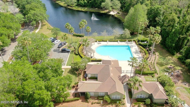 7701 Timberlin Park Blvd Unit 623, Jacksonville, FL 32256 - view from above of property with a pool area and a large body of water