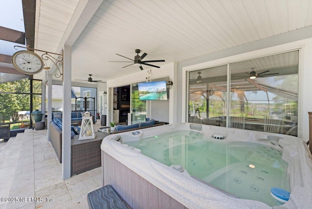 11698 Donato Dr, Jacksonville, FL 32226 - view of patio featuring an indoor hot tub and ceiling fan