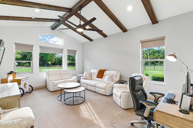 120 Hallowes Cv, Saint Johns, FL 32259 - carpeted living area featuring a desk, healthy amount of natural light, recessed lighting, and a ceiling fan