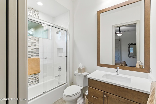 120 Hallowes Cv, Saint Johns, FL 32259 - full bath with vanity, enclosed tub / shower combo, toilet, ensuite bath, and a ceiling fan