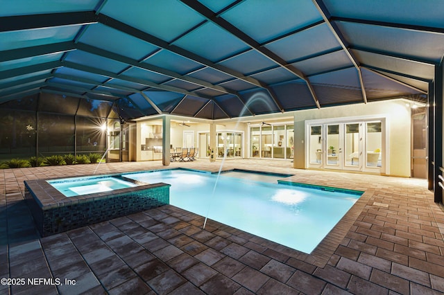 120 Hallowes Cv, Saint Johns, FL 32259 - view of swimming pool with french doors, ceiling fan, a patio, and a pool with connected hot tub
