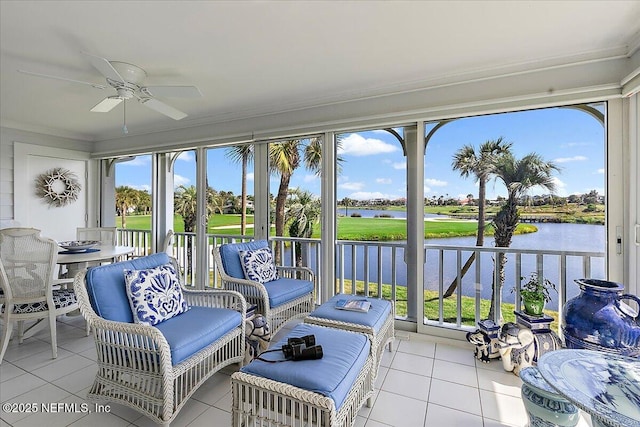 91 San Juan Dr Unit H8, Ponte Vedra Beach, FL 32082 - sunroom / solarium with a ceiling fan and a water view