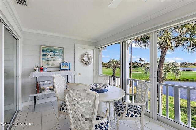 91 San Juan Dr Unit H8, Ponte Vedra Beach, FL 32082 - sunroom / solarium with crown molding, tile patterned floors, and a water view