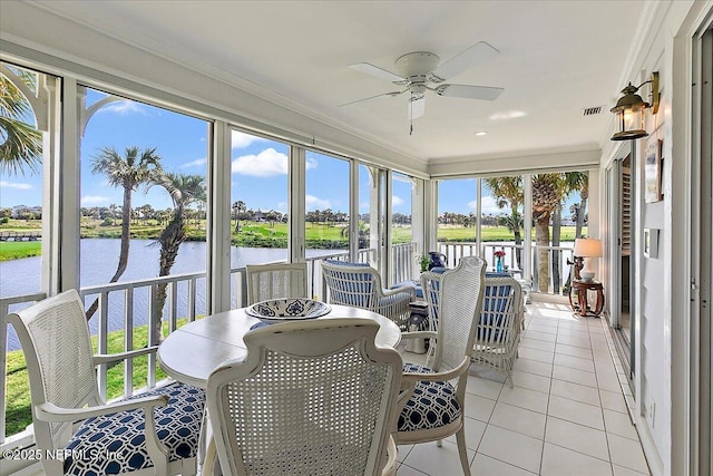 91 San Juan Dr Unit H8, Ponte Vedra Beach, FL 32082 - sunroom / solarium featuring tile patterned floors, a water view, and crown molding