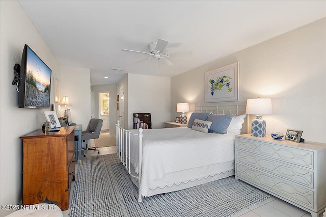 91 San Juan Dr Unit H8, Ponte Vedra Beach, FL 32082 - tiled bedroom with a ceiling fan and an office area