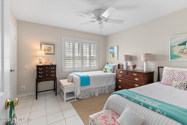 91 San Juan Dr Unit H8, Ponte Vedra Beach, FL 32082 - bedroom with light tile patterned floors, baseboards, and a ceiling fan