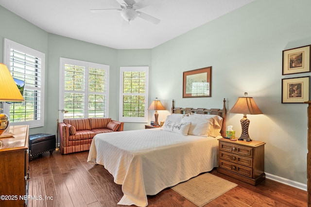 90 Canopy Glades Cir, Ponte Vedra, FL 32081 - bedroom featuring multiple windows, dark wood-style flooring, baseboards, and ceiling fan