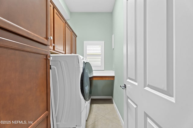 90 Canopy Glades Cir, Ponte Vedra, FL 32081 - laundry area with cabinet space, light tile patterned floors, separate washer and dryer, and baseboards