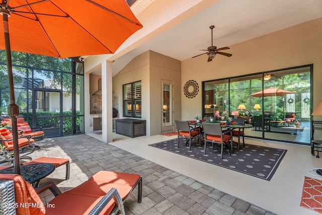 90 Canopy Glades Cir, Ponte Vedra, FL 32081 - view of patio featuring a ceiling fan, a lanai, and outdoor dining space
