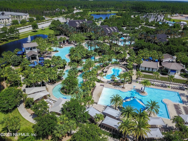 90 Canopy Glades Cir, Ponte Vedra, FL 32081 - bird's eye view of a pool, a large body of water, and a forest