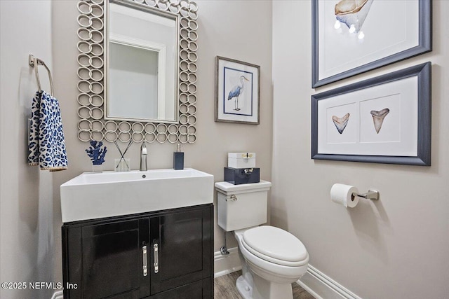 231 N Roscoe Blvd, Ponte Vedra Beach, FL 32082 - bathroom featuring baseboards, toilet, vanity, and wood finished floors