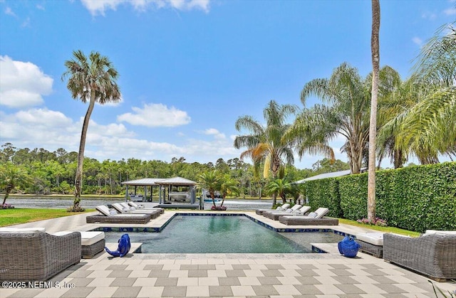 231 N Roscoe Blvd, Ponte Vedra Beach, FL 32082 - outdoor pool featuring a gazebo, a water view, and a patio