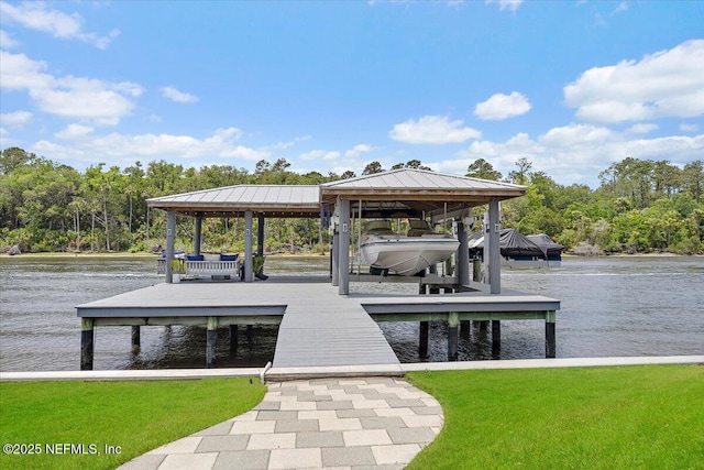 231 N Roscoe Blvd, Ponte Vedra Beach, FL 32082 - dock with a water view, boat lift, and a lawn