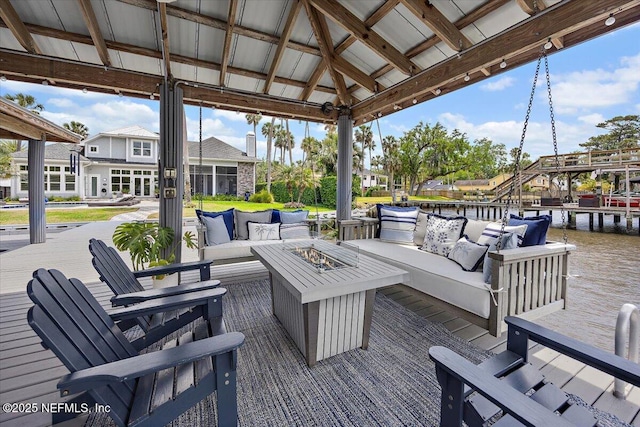 231 N Roscoe Blvd, Ponte Vedra Beach, FL 32082 - wooden terrace featuring an outdoor living space with a fire pit and a water view