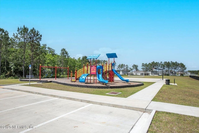 community playground with a lawn