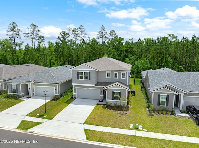 75556 Canterwood Dr, Yulee, FL 32097 - view of front of house featuring driveway, a front lawn, and an attached garage