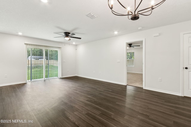 8468 Buttercup St, Jacksonville, FL 32210 - unfurnished room with ceiling fan, healthy amount of natural light, dark wood-style flooring, and recessed lighting