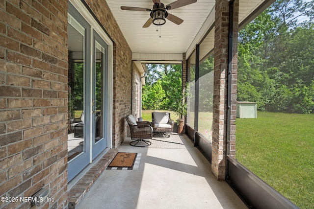1309 Foxmeadow Trl, Middleburg, FL 32068 - sunroom with a ceiling fan and healthy amount of natural light