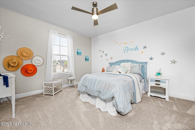 71 Lansing Ct, Saint Augustine, FL 32092 - bedroom with carpet floors, baseboards, a textured ceiling, and ceiling fan