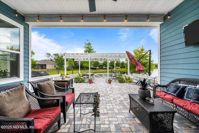 71 Lansing Ct, Saint Augustine, FL 32092 - view of patio / terrace featuring an outdoor hangout area, a pergola, and outdoor dining space