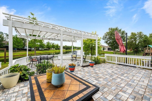 71 Lansing Ct, Saint Augustine, FL 32092 - view of patio / terrace featuring a pergola and a water view