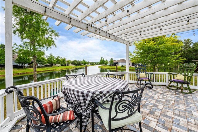 71 Lansing Ct, Saint Augustine, FL 32092 - view of patio featuring a pergola and a water view