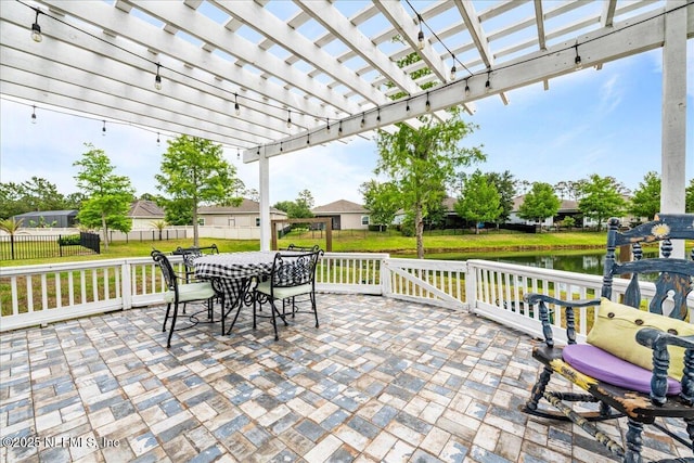 71 Lansing Ct, Saint Augustine, FL 32092 - view of patio featuring outdoor dining area, a pergola, and a water view