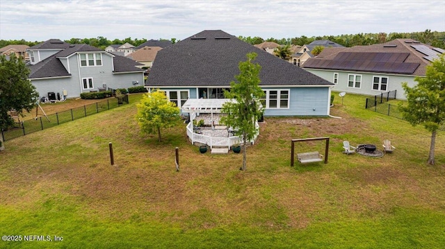 71 Lansing Ct, Saint Augustine, FL 32092 - rear view of house featuring a fire pit, a residential view, and a pergola