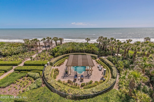 drone / aerial view of unending shoreline