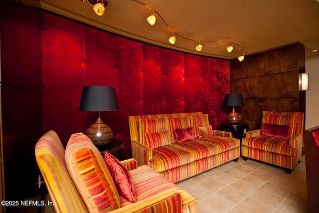 view of tiled living area
