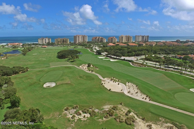 aerial view of a nearby body of water and a local golf course